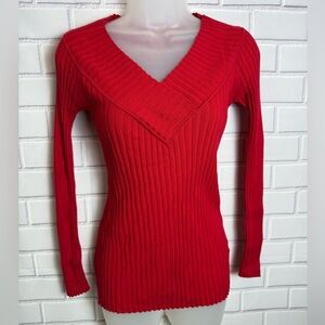 Love By Design V-neck Ribbed Red Sweater/size L